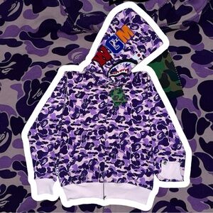 BAPE Light Purple Camo Shark WGM Full-zip Hoodie